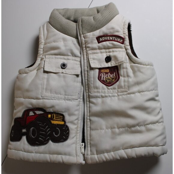 Baby Boys 12 Months 2 Pieces Outdoor Outfit Brown Cream Vest and Pants Cozy Fall - Picture 2 of 11